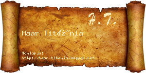 Haar Titánia névjegykártya